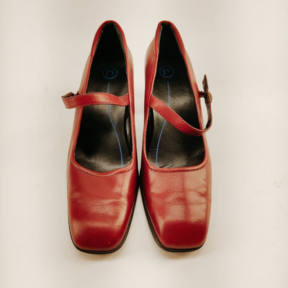 Rockport Red Leather Mary Jane Block Heel Women's Size 7