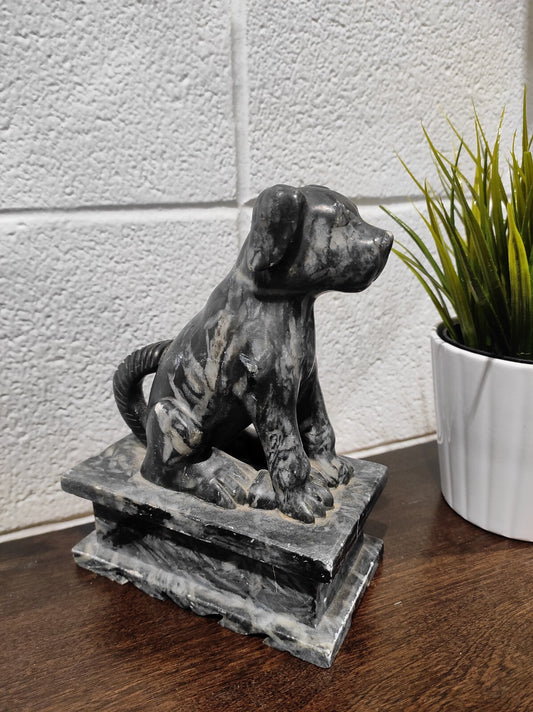 Vintage Dog Sculpture Figurine Made of Marble
