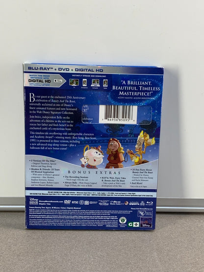 DISNEY BEAUTY AND THE BEAST 25TH ANNIVERSARY (BLU-RAY + DVD) W/ SLIPCOVER