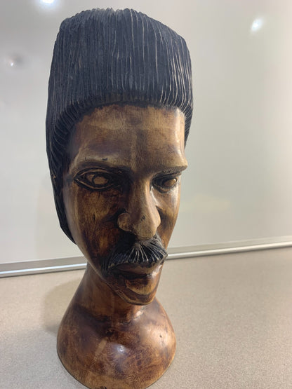 Beautiful Hand Carved Wooden Bust from Jamaica