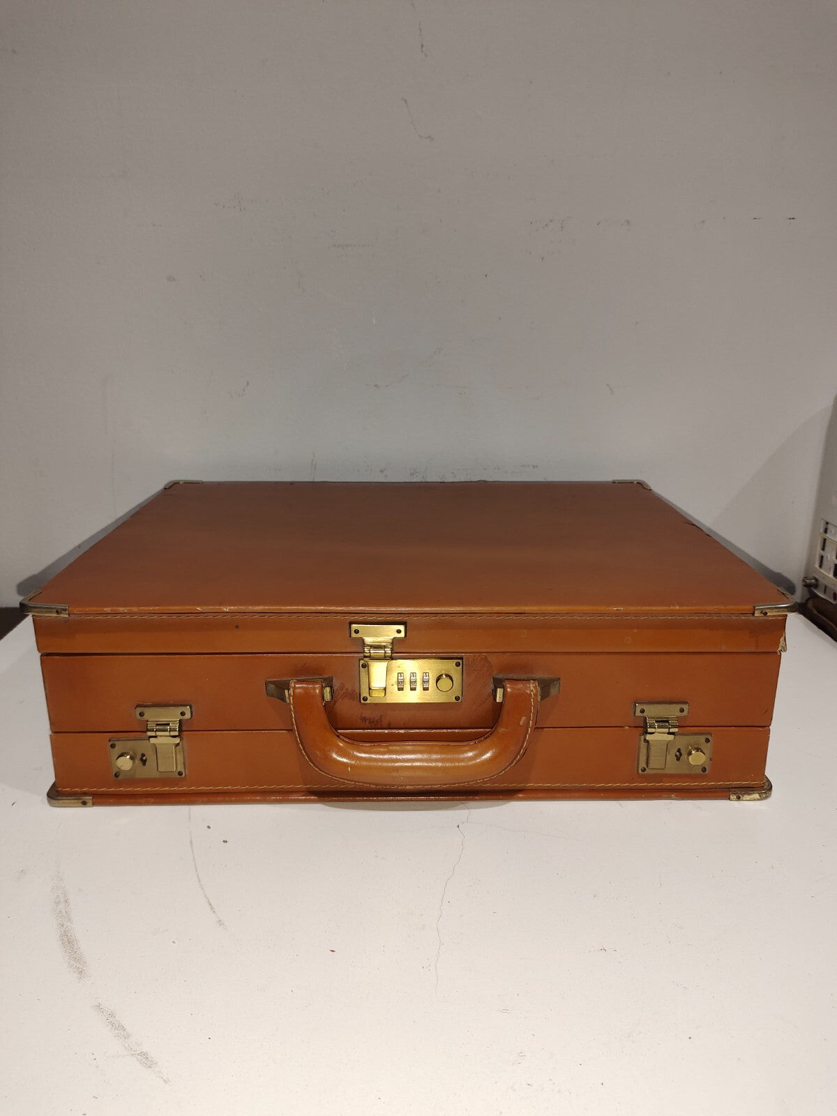 Vintage Tan Brown Suitcase
