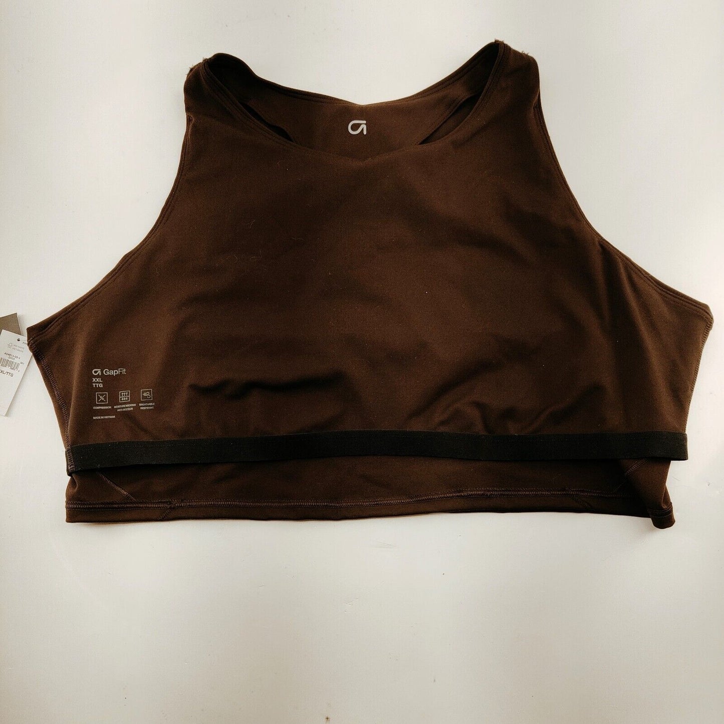 NWT GapFit Brown Athletic Crop Top with Built-in Bra Women's Size XXL