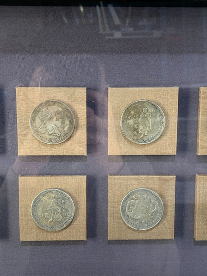 18 Antique Buddhist Arhats Coins In Frame