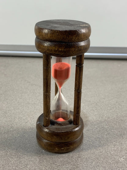 Vintage PINK Sand Wooden 5 Minute Glass Timer