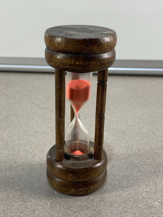 Vintage PINK Sand Wooden 5 Minute Glass Timer