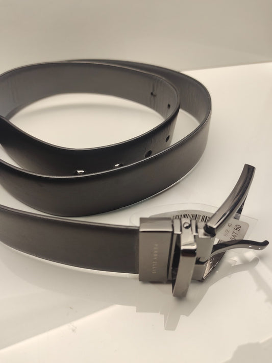 NWT PERRY ELLIS Genuine Leather Black Casual Dress Belt Standard Size