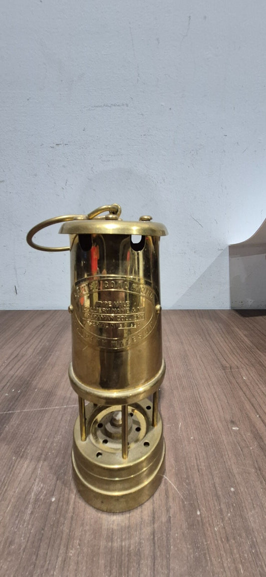 Vintage Brass British Coal Mining Miners Lamp Aberaman Colliery Wales UK