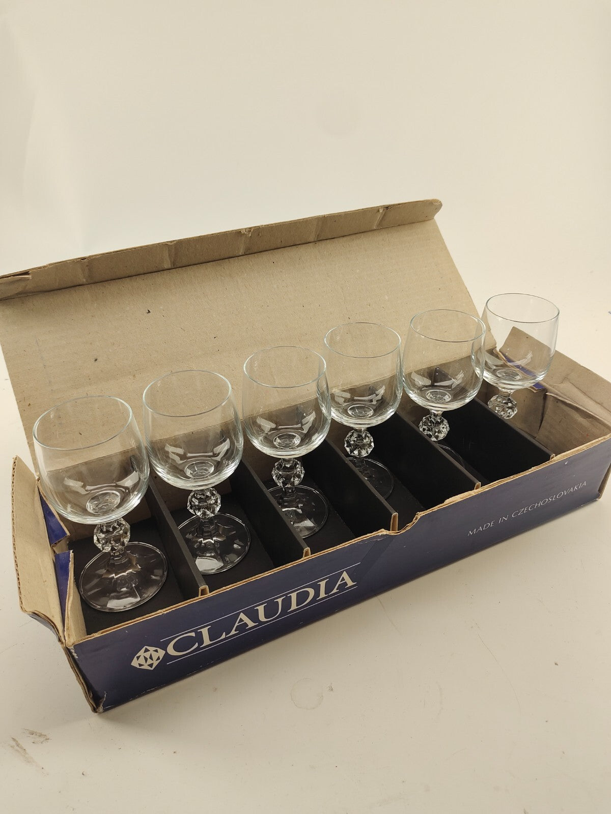 Set of 6 Vintage Claudia Bohemian Wine Goblets
