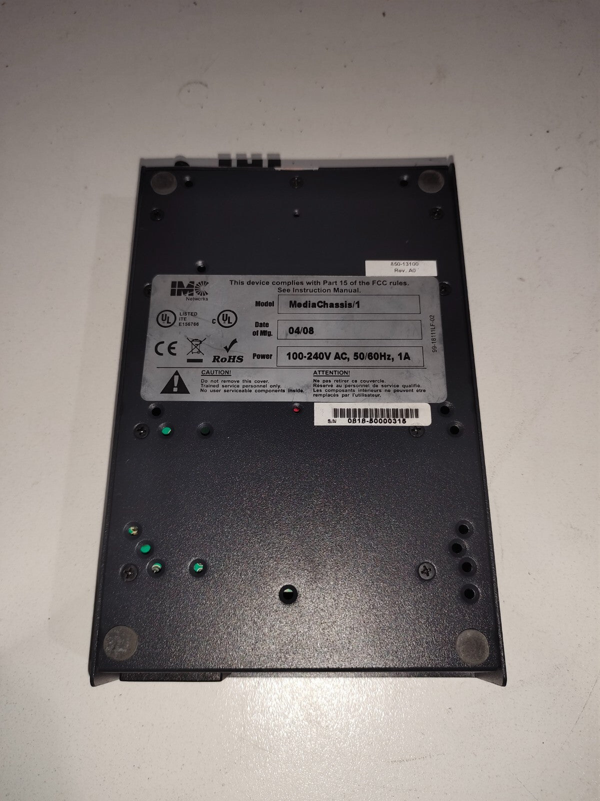 IMC Networks FiberLinX-II,  MediaChassis/ 1, Fiber Optic Media Converter