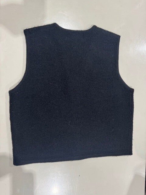 Black Cotton Zipper Vest