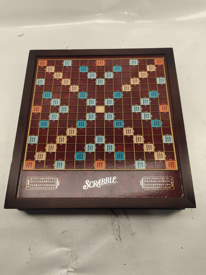 Early SCRABBLE Board Game in early WOOD CASE with DRAWERS FOR GAME PIECES