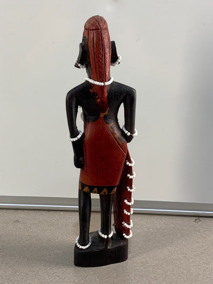 African Art - Maasai Warrior Hand Carved Wood Statue Sculpture.