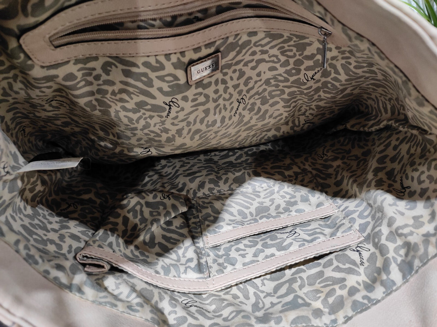 GUESS Rhinestones Large Tote Handbag Purse- Beige