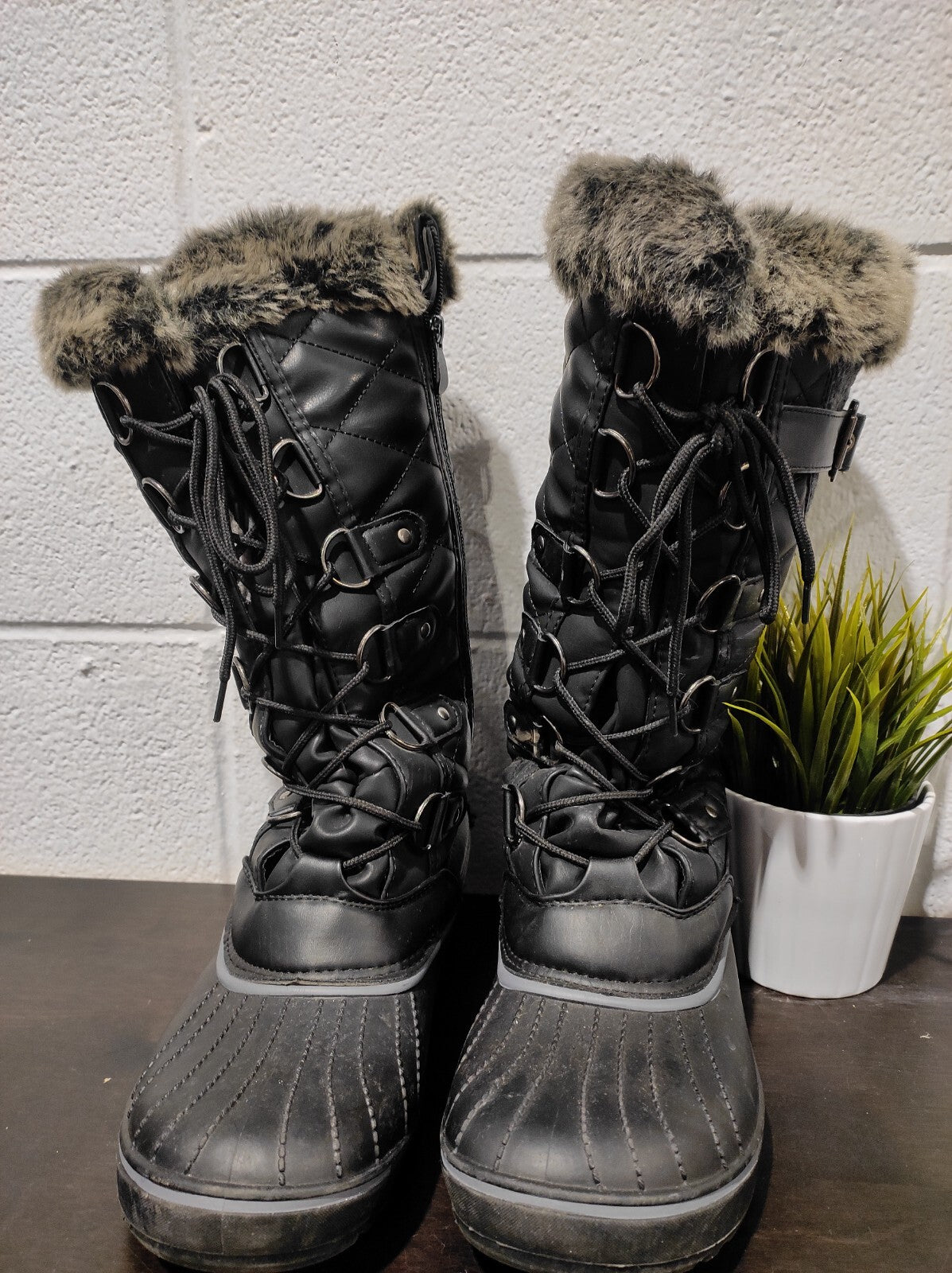 DREAM PAIRS Women'S DP Warm Faux Fur Lined Mid Calf Winter Snow Boots Size 10