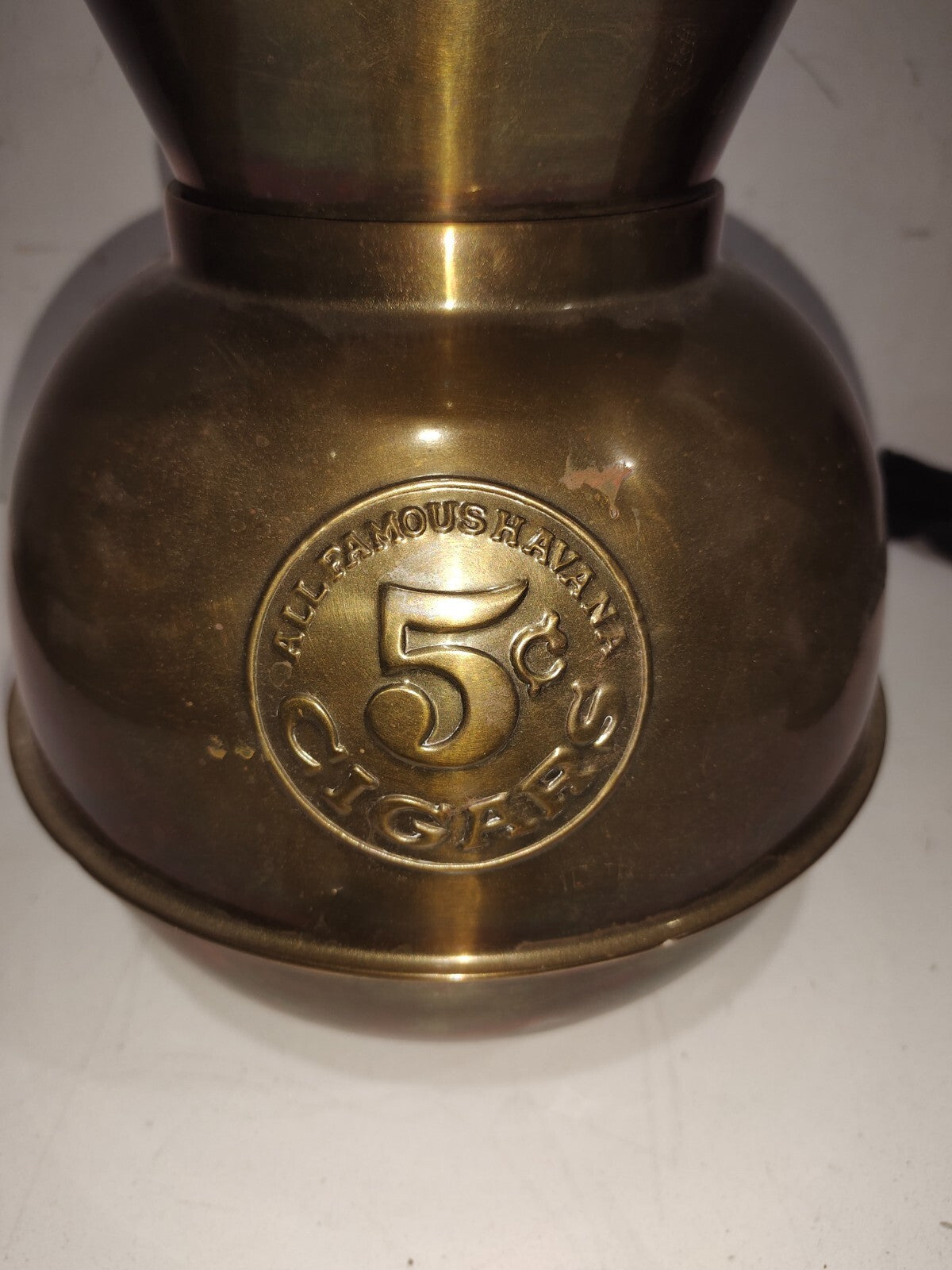 Vintage Solid Brass 5 Cent Cigars Spitoon
