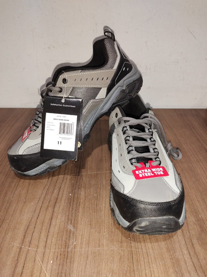 BrahmaSeth Gray Black Steel Toe Laced Up Shoes for Men's Work Shoes - Size US-11