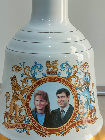 Vintage 1986 Royal Prince Andrew Wedding Bell Whiskey Decanter