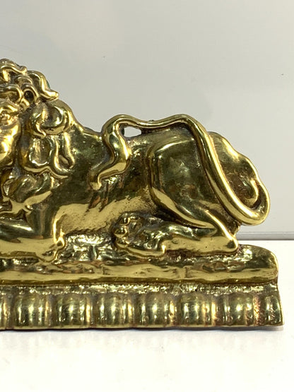 Antique Brass Mantelpiece Lion. Charming. Genuine