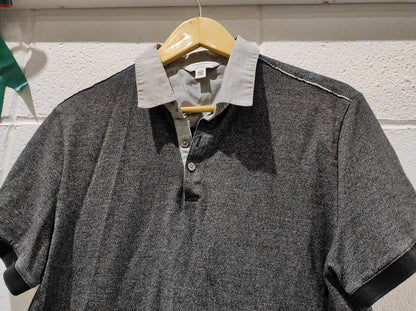 Calvin Klein Liquid Touch Polo Shirt Men's Size L Gray Micro Stripe Casual