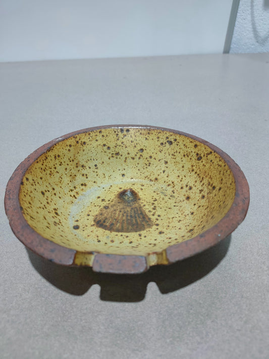 Vintage Mid Century Ceramic BOWL with a type of Fossil in the mid