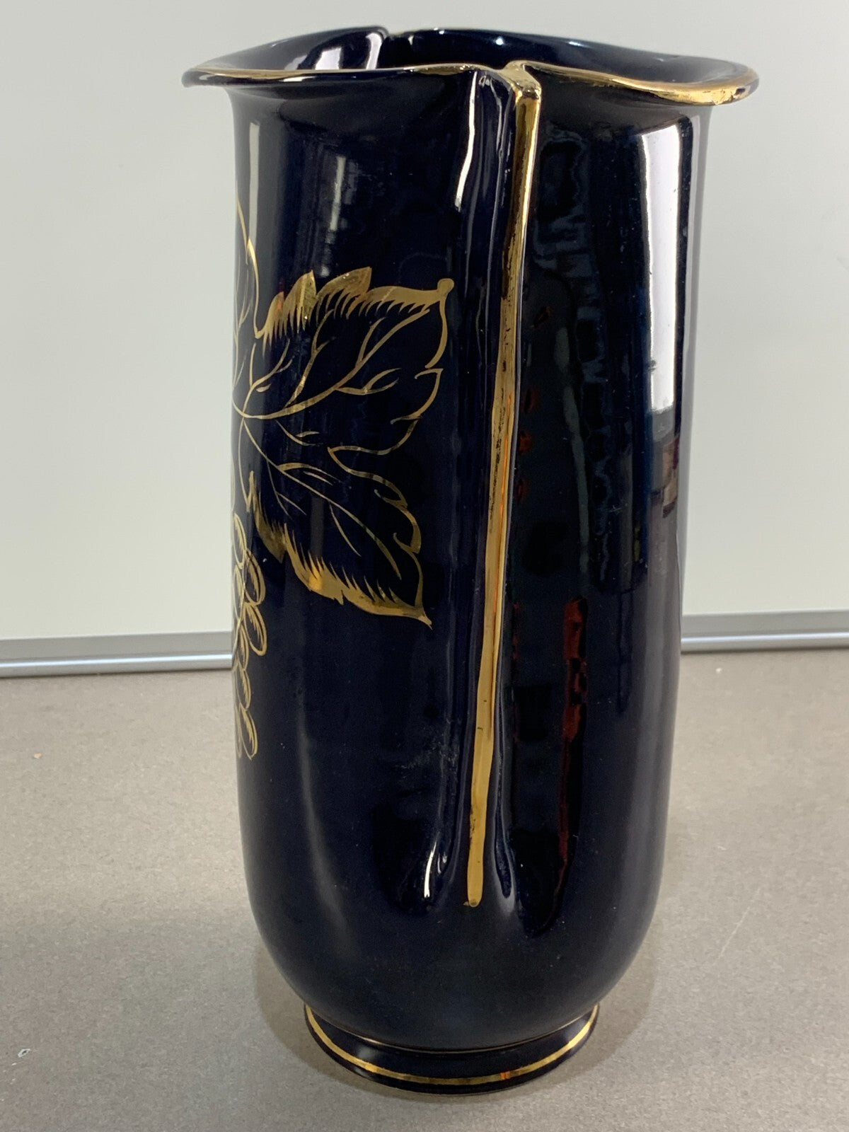 Vintage cobalt blue vase hand-painted, made in Italy