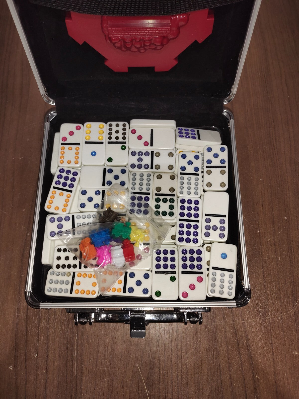 Cardinal Industries Mexican Train Game Dominos 2003 Metal Tin 91 Dominoes