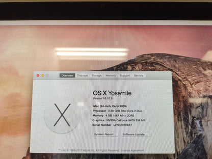 Apple iMac A1225 Early 2009 24" Intel Core 2 Duo 2.8GHz 4GB RAM 1TB HDD