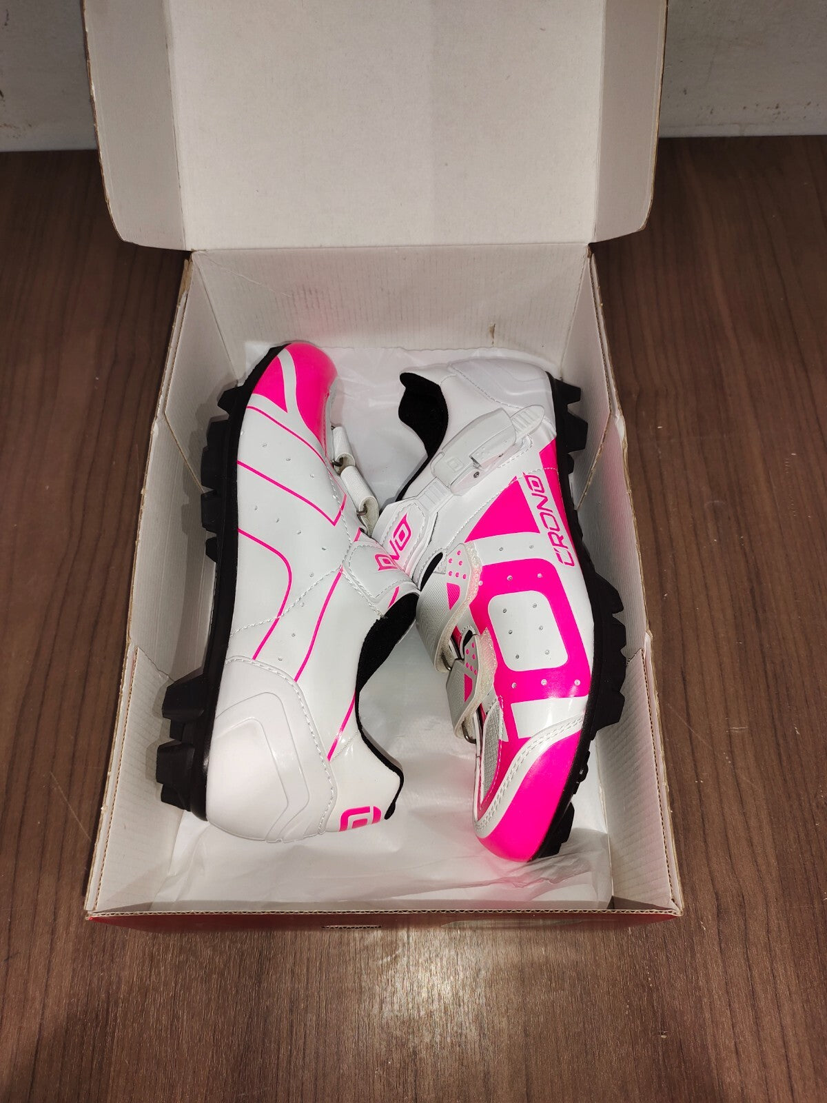Crono CX-3 17 Mountain Bike Gravel BMX Shoes - Bris White Pink - Size - 42 (EUR)