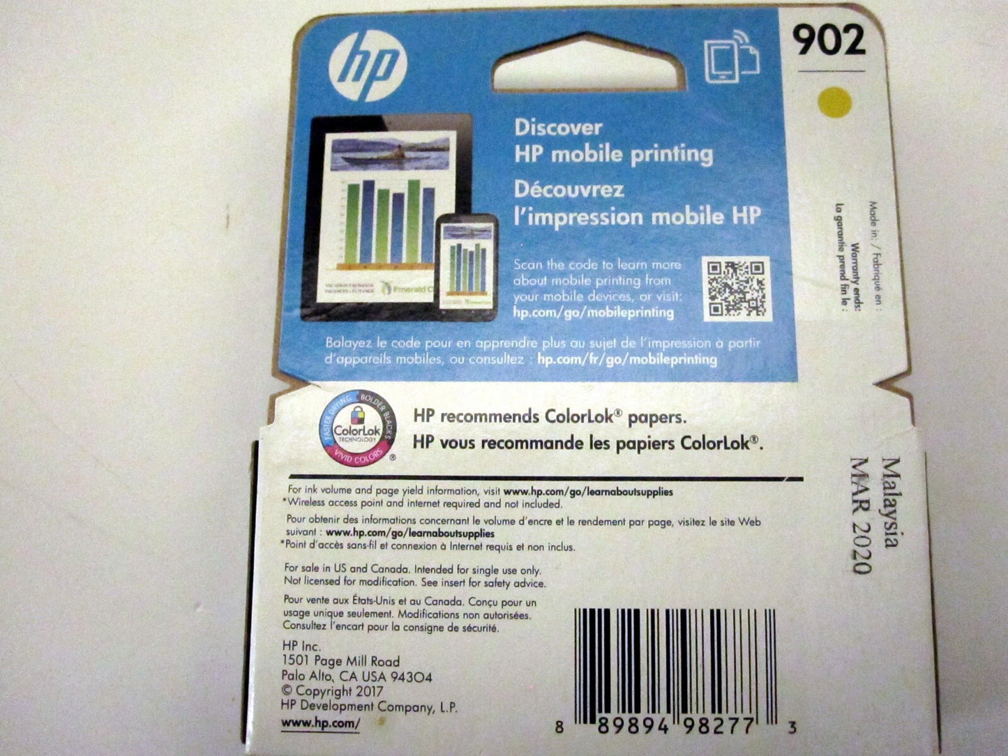 Genuine HP 902 Yellow Ink Cartridge New