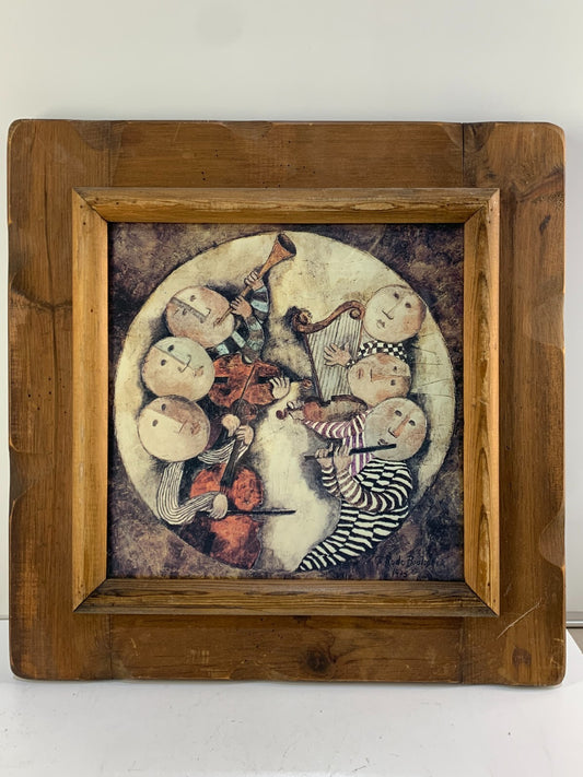 Vintage G. Rodo Boulanger 1973 Print Little Musicians Sextet Wooden Frame