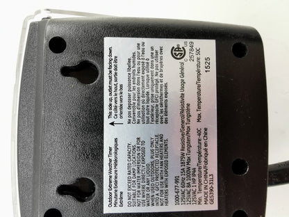 Defiant 24 Hour Outdoor Extreme Weather Timer Plug In Mechanical 15 Amp