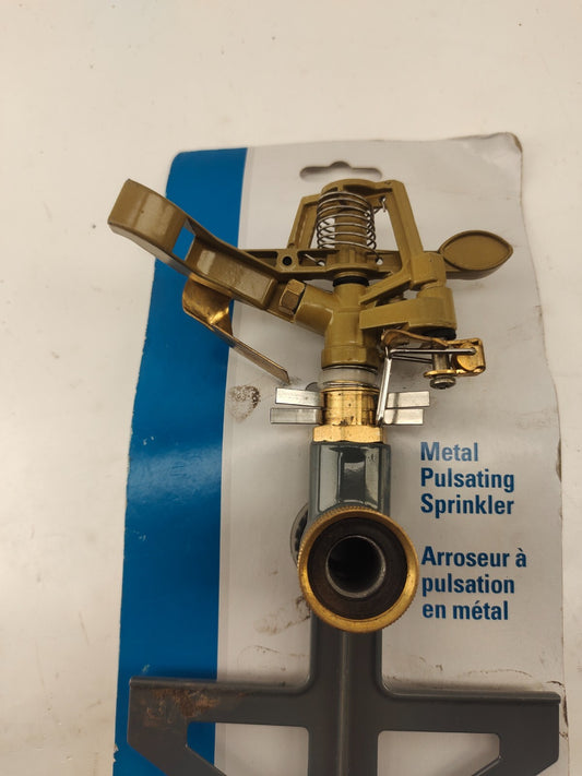 SPIKE SPRINKLER Brass Impact Pulsating Lawn Sprinkler on Metal Step Spike