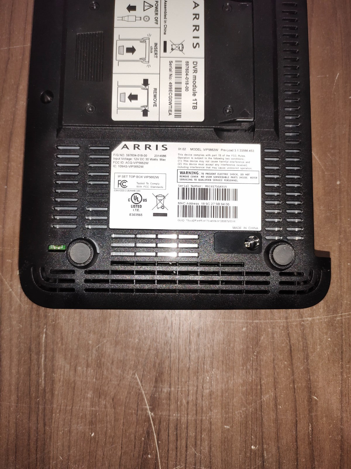 ARRIS - Model - VIP5662W - Optik TV 4K PVR with 1TB DVR module Telus