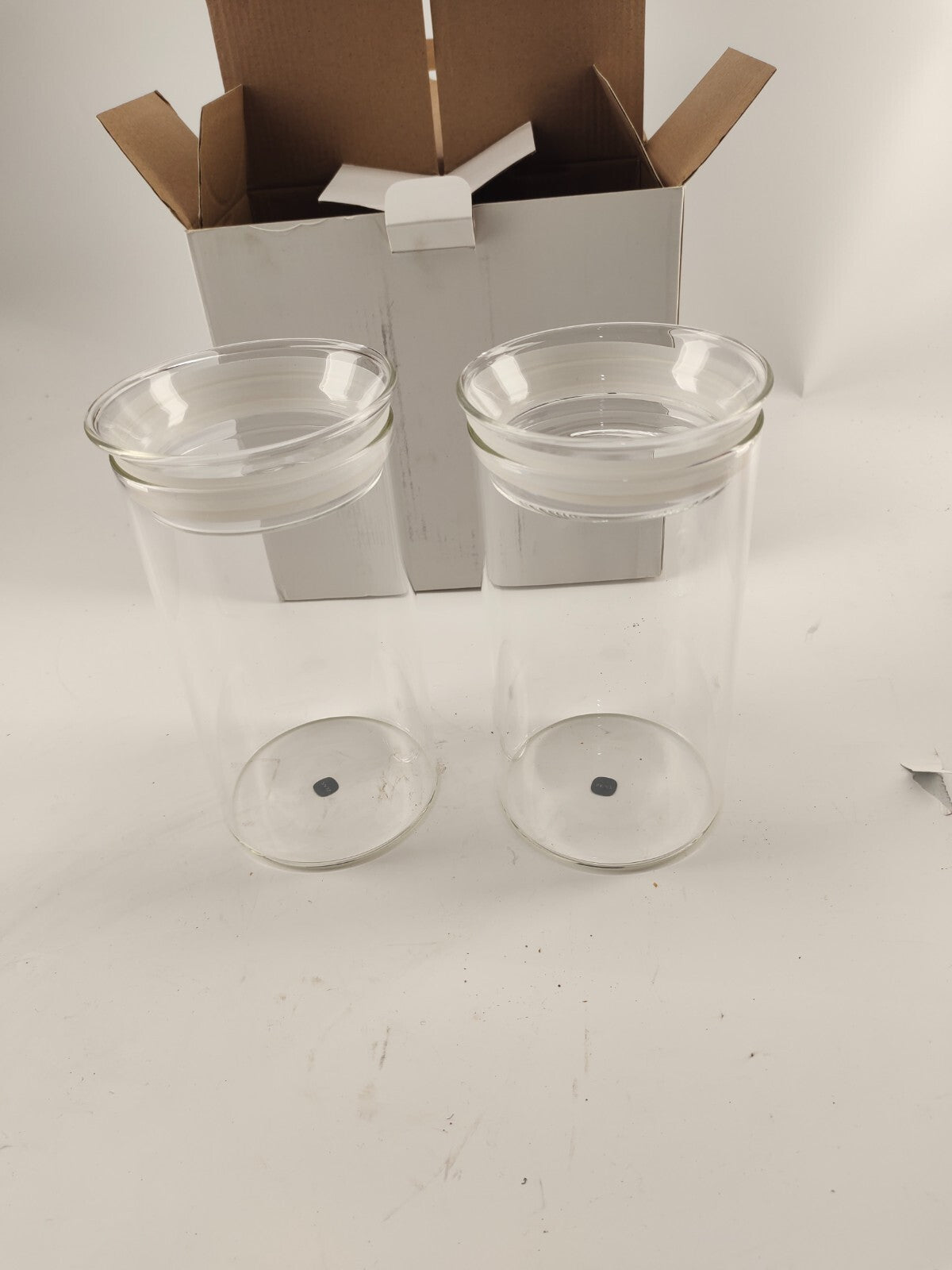 Glass Canister Jars with Glass Lid Airtight Kitchen Canisters Set of 2 - 1100ML