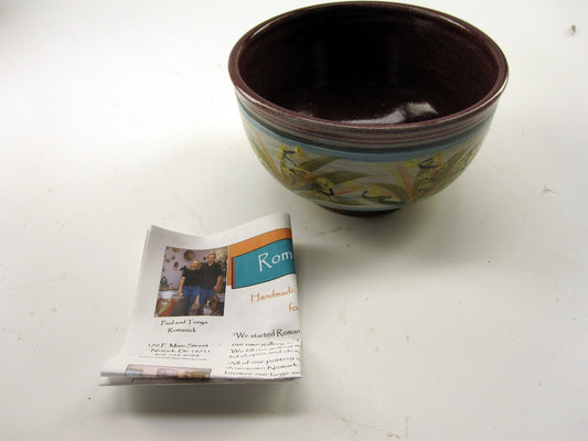 Floral Handmade Romanick Pottery Bowl
