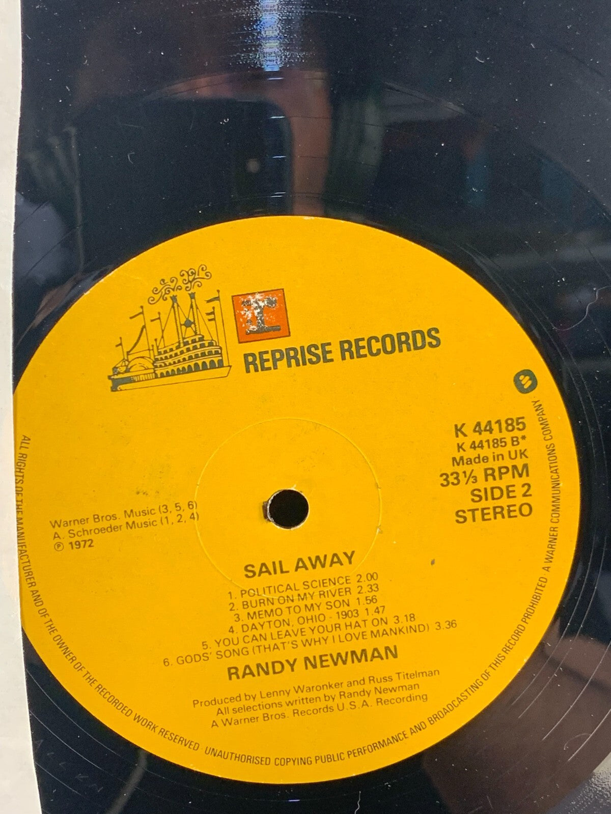 Randy Newman – Sail Away - LP Vinyl K 44185 UK 1972 Reprise Records