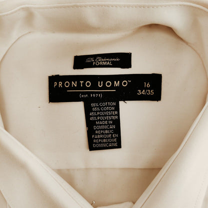 NWT Pronto Uomo Tuxedo Front White Dress Shirt Men's Size 16 34/35