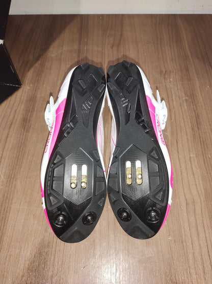 Crono CX-317 Mountain Bike Gravel BMX Shoes - Bris White Pink - Size - 41.5 (EU)
