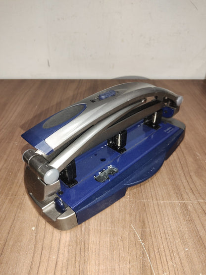 Staples One-Touch Adjustable 3-Hole Punch ~ 45 Sheet Capacity ~ Blue/Gray