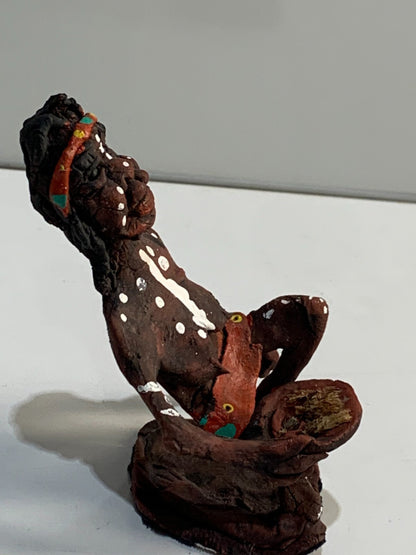 Aboriginal Man with herb bowl Australian Folk Art