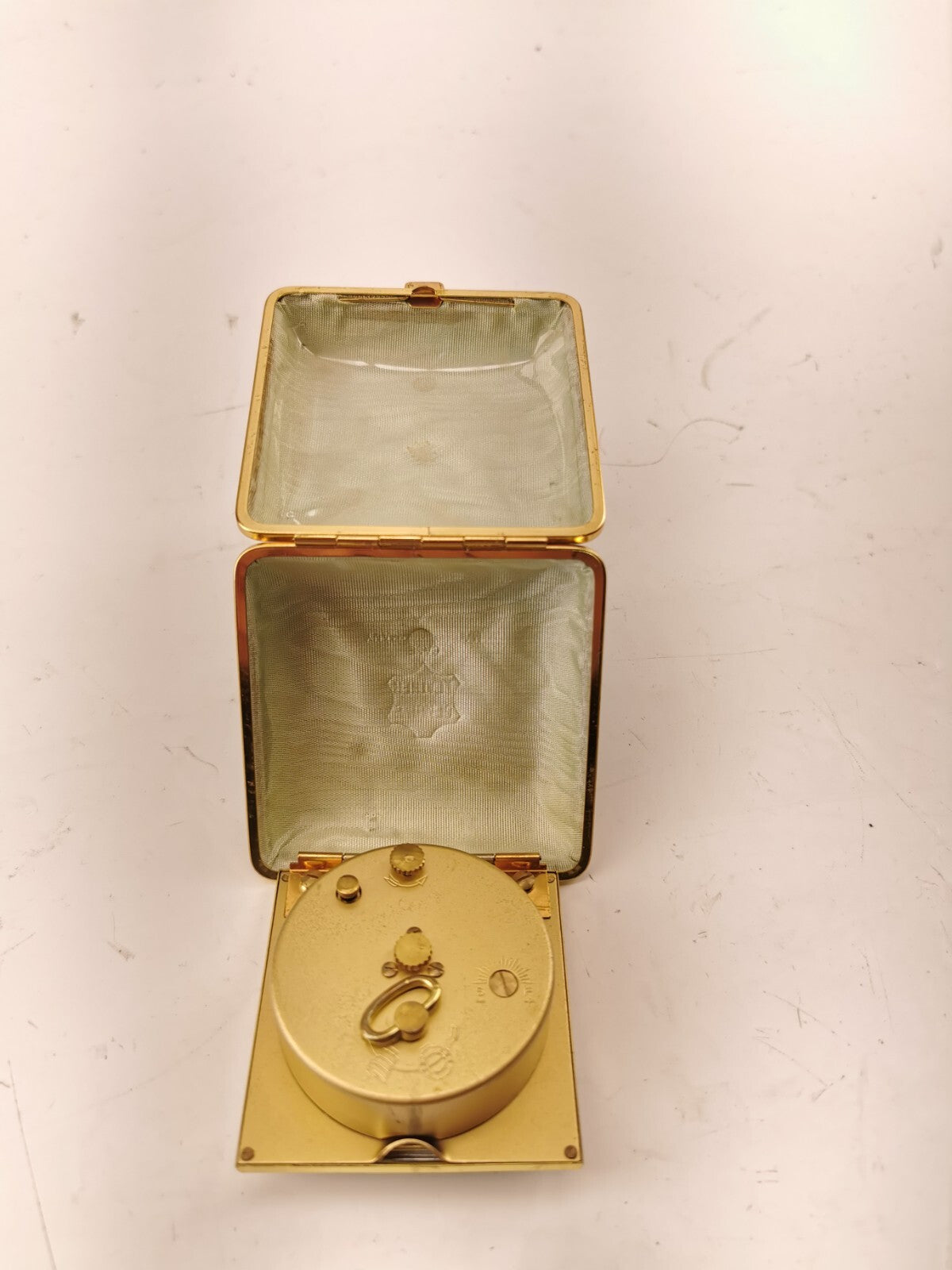 VINTAGE ELG-ART JEWELED TRAVEL CLOCK FOLDING