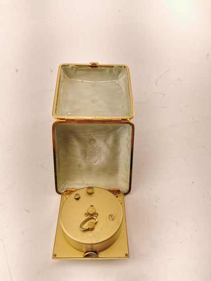 VINTAGE ELG-ART JEWELED TRAVEL CLOCK FOLDING