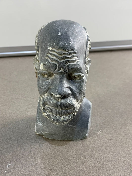 Vintage African Artisan Hand Carved Soapstone Art Sculpture Statue Bust Man