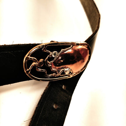 Vintage Leather Women's Belt Unique Metal Buckle