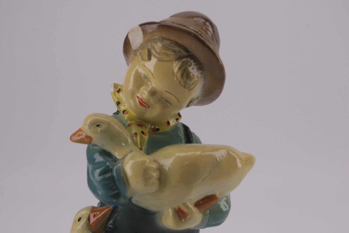 Vintage Devon Ware Figure Chalkware Handpainted Child and Geese Made in Canada