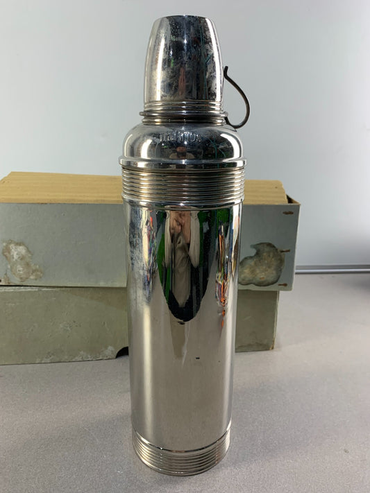 Rare Vintage silver plated large thermos flask With original box
