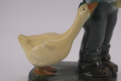 Vintage Devon Ware Figure Chalkware Handpainted Child and Geese Made in Canada