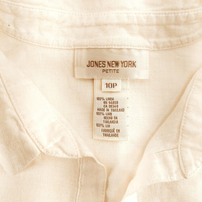 Jones New York Petite White Linen Tunic Women's Size 10P