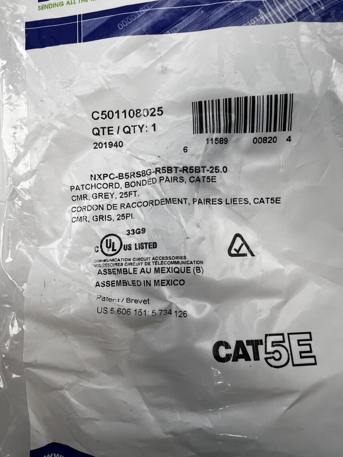 BELDEN | C501108025 Cat 5e Mod Patch Cord, Bonded-Pair - 25FT