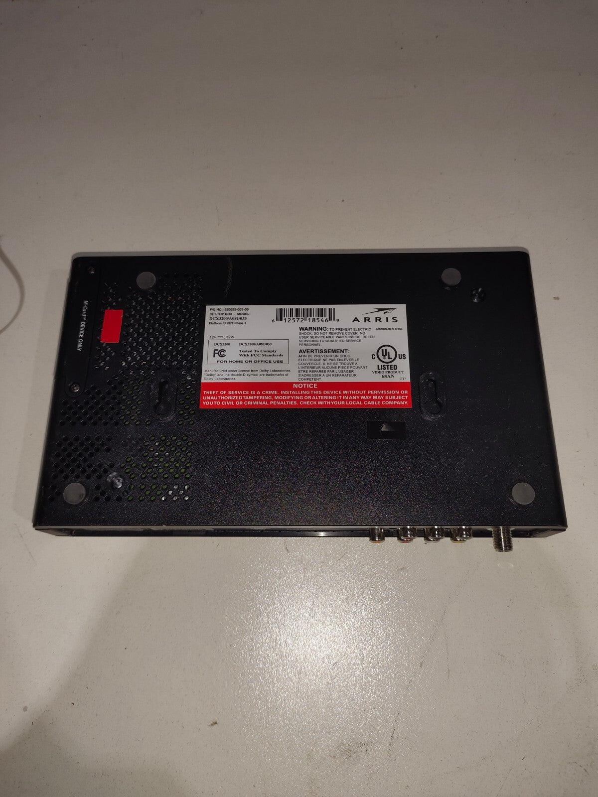 ARRIS DCX3200 DIGITAL CABLE BOX
